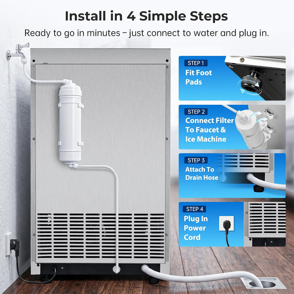 110LBS/24H Commercial Ice Maker Machine Under Counter/Freestanding
