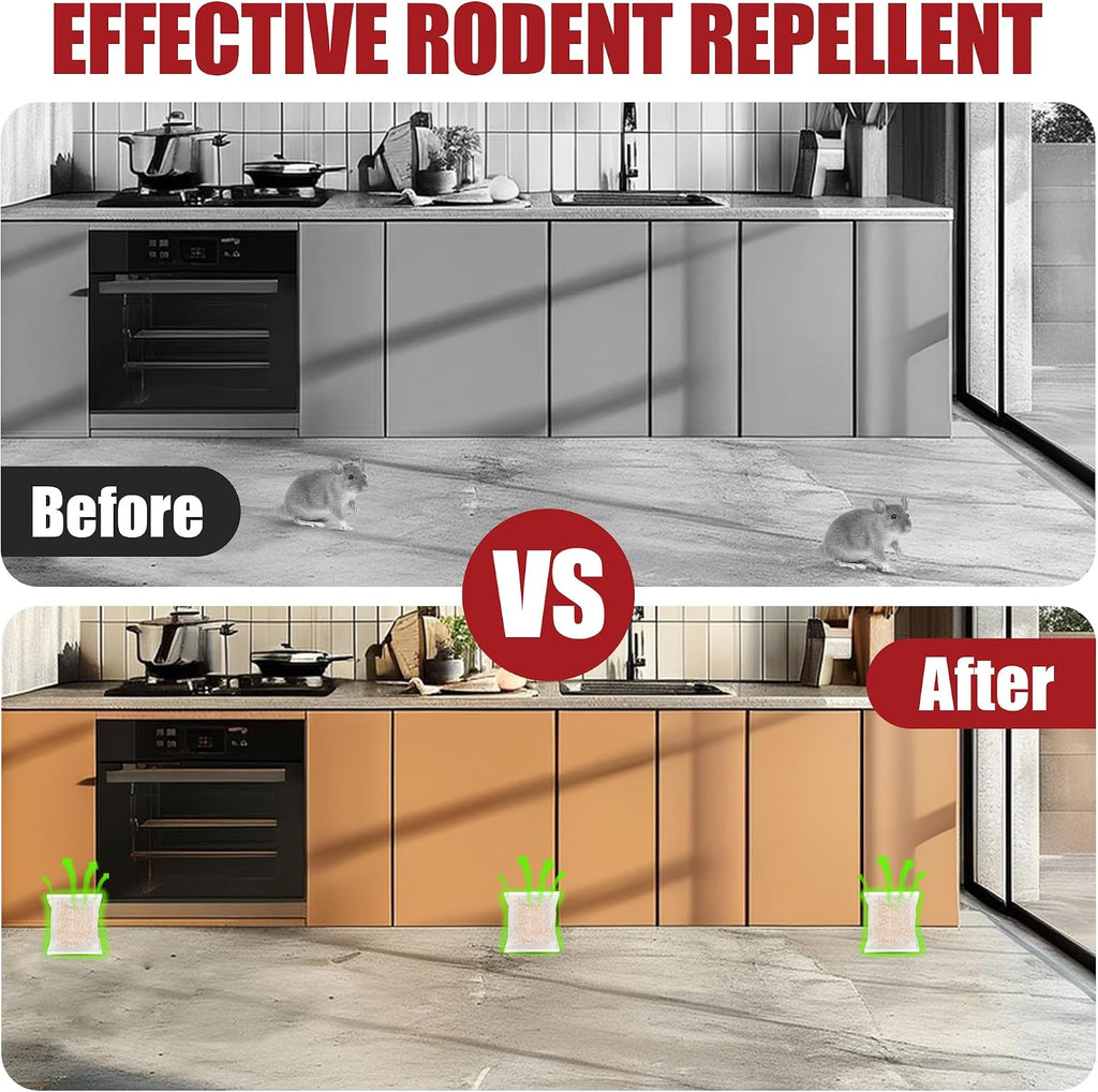 Mouse Rodent Repellent Pounches | Peppermint Oil Mice Repellent, Natural Mouse Deterrent for Kitchen, Warehouse, Car
