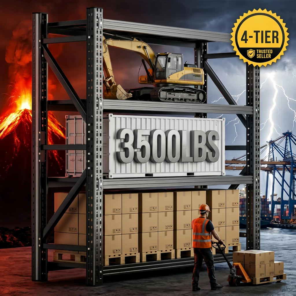 Heavy Duty Garage Shelving, 46" W x 20" D x 71" H, 3500 LBS Capacity, 4-Tier Adjustable Metal Storage Shelves