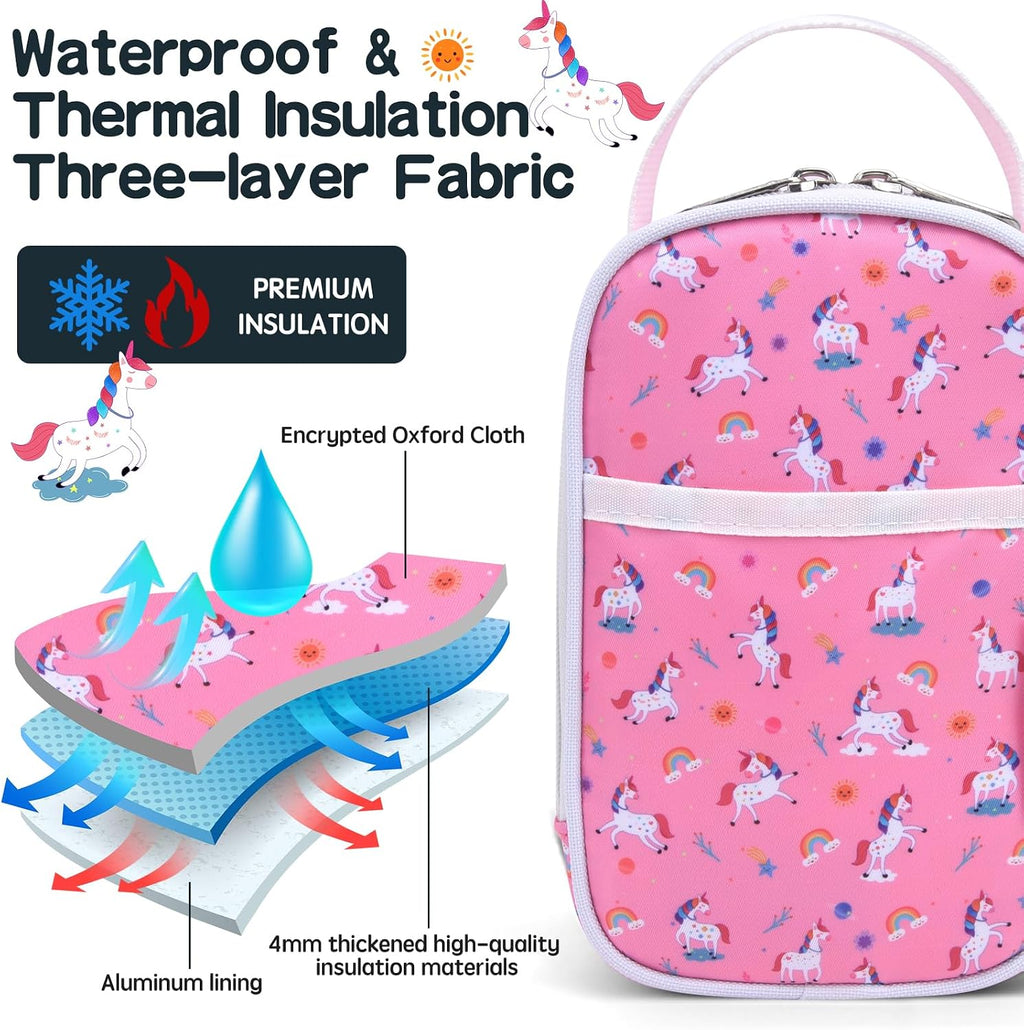 Small Insulated Lunch Bag- Snack Bag- Mini Cooler Bag with Handle for Travel,Work,School(Storage Space below 20oz)