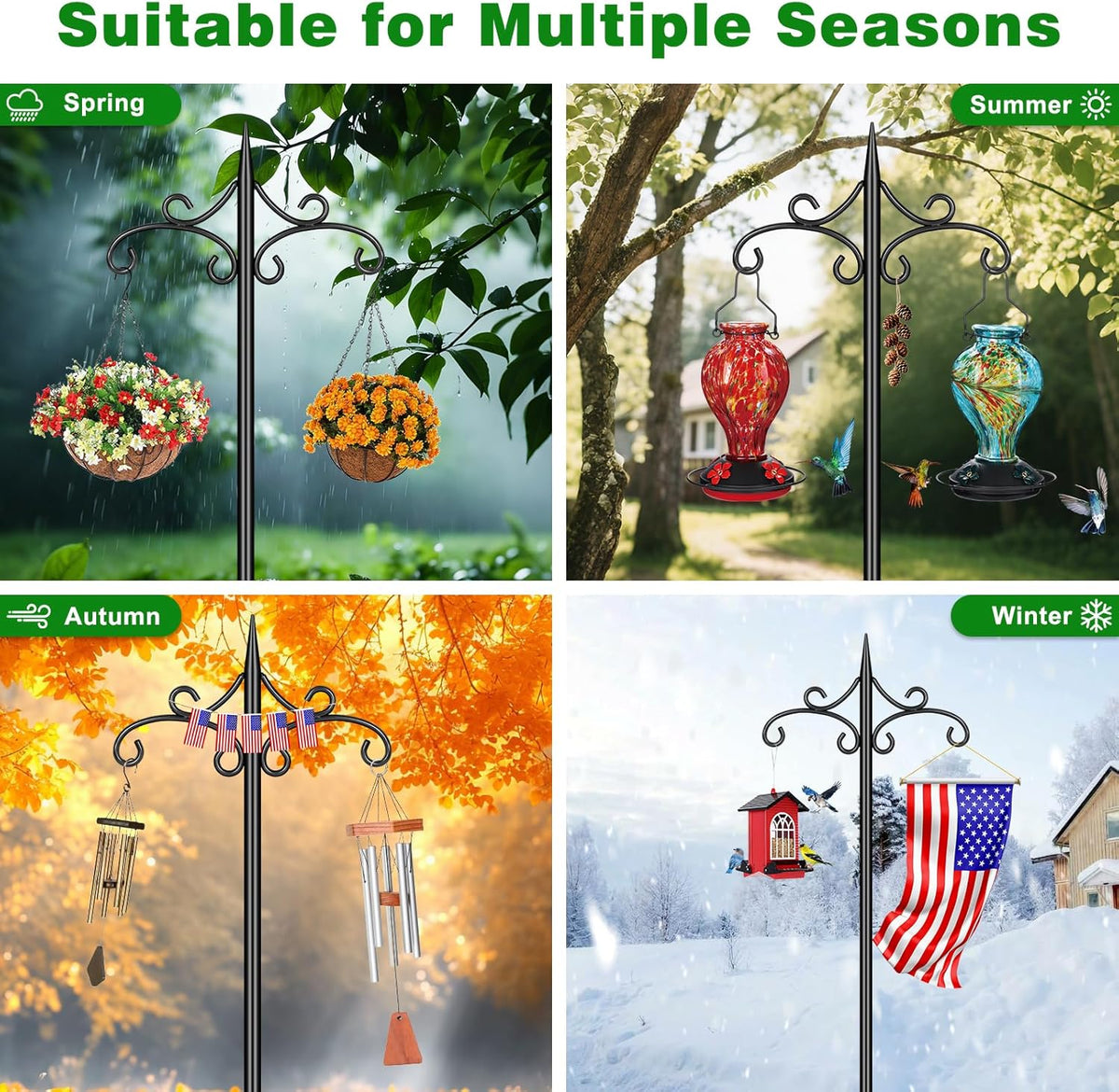 Double Shepherd Hook for Outdoor,72in Heavy Duty Bird Feeder Pole