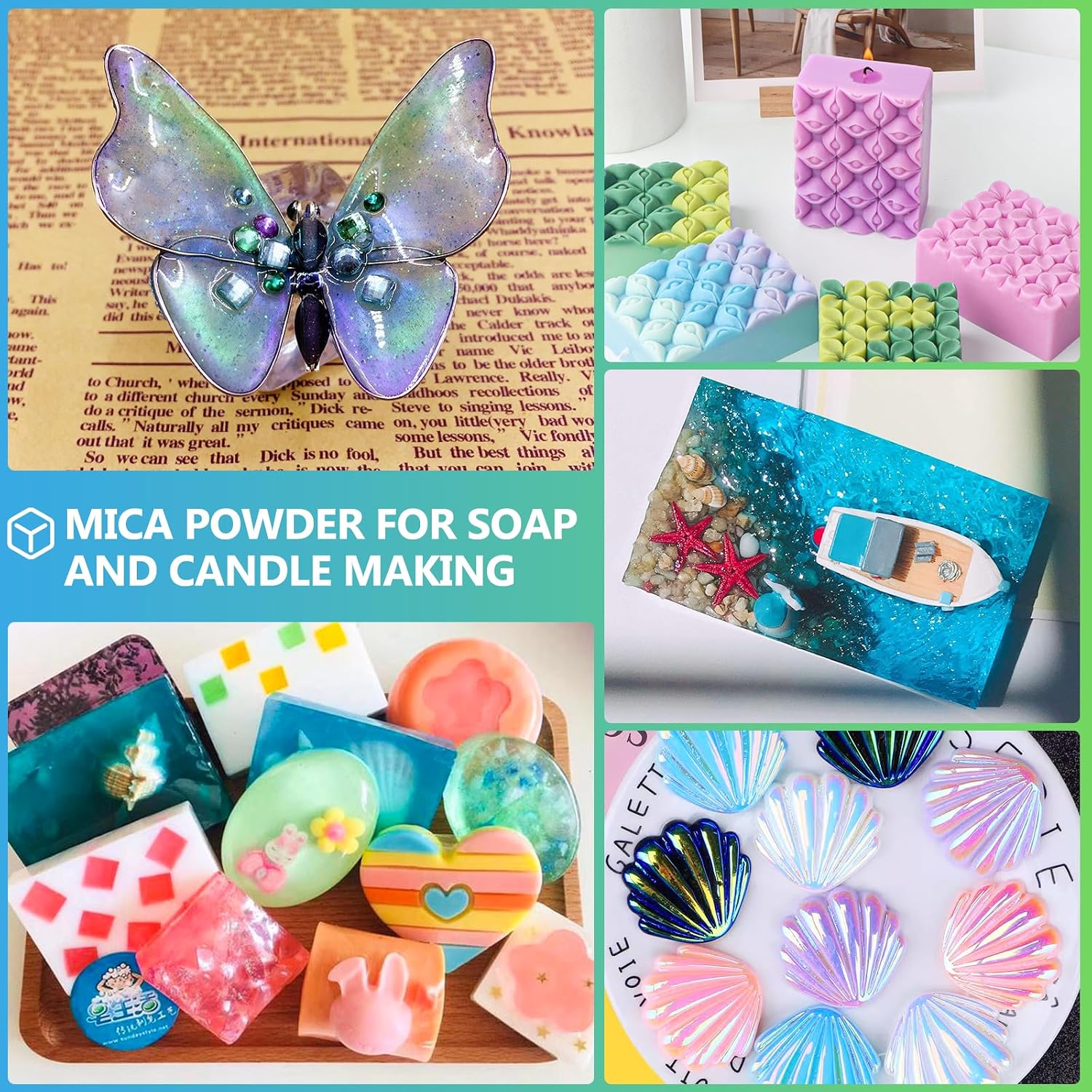 Mica Powder，24 Colors - 10g/Bottle of Natural Pigment Powder for Epoxy Resin，Soap Making，Candle Making,Lip Gloss,Car