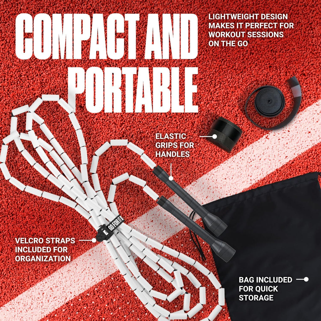 Custom-Fit Beaded Jump Rope – Adjustable Length for Kids & Adults, Men & Women – Durable Fitness Rope for Gym & Home
