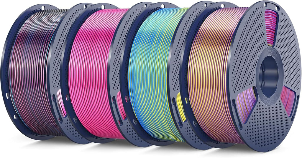 4KG Quadruple Color Silk Filament, Silk PLA 3D Printer Filament 1.75mm, Dimensional Accuracy +/- 0.02mm, 1KG