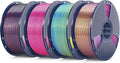 4KG Quadruple Color Silk Filament, Silk PLA 3D Printer Filament 1.75mm, Dimensional Accuracy +/- 0.02mm, 1KG