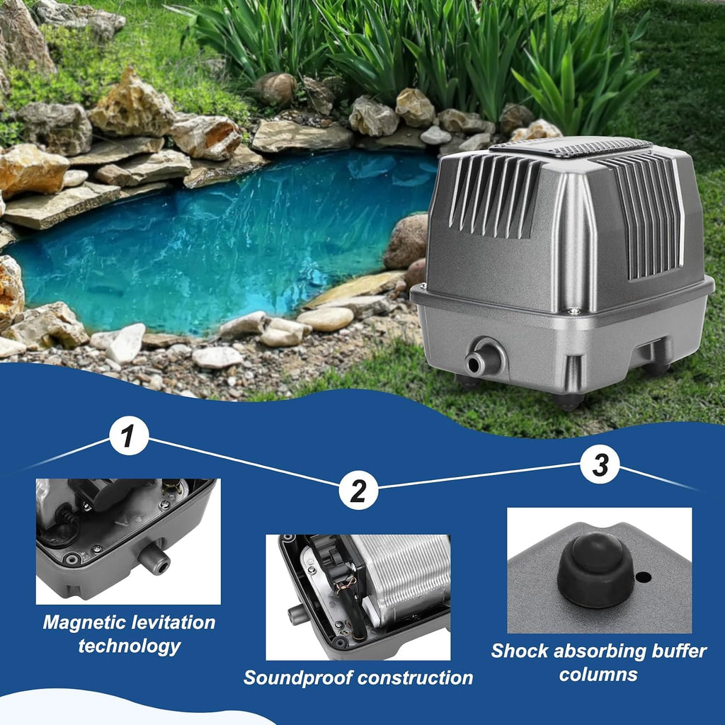 Pond Aerator|Septic Tank Air Pump| Premium Koi Fish Pond Aeration System| Applicable Depth 0-8 feet| 1.91CFM 4.35PSI