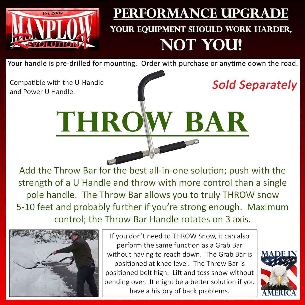 RevolutionX Snow Pusher with U Handle (32 Inch)