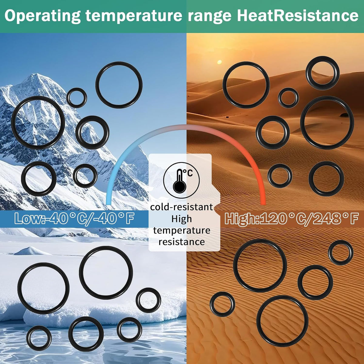 320Pcs Black Small Nitrile Rubber O-Ring Assortment Kit