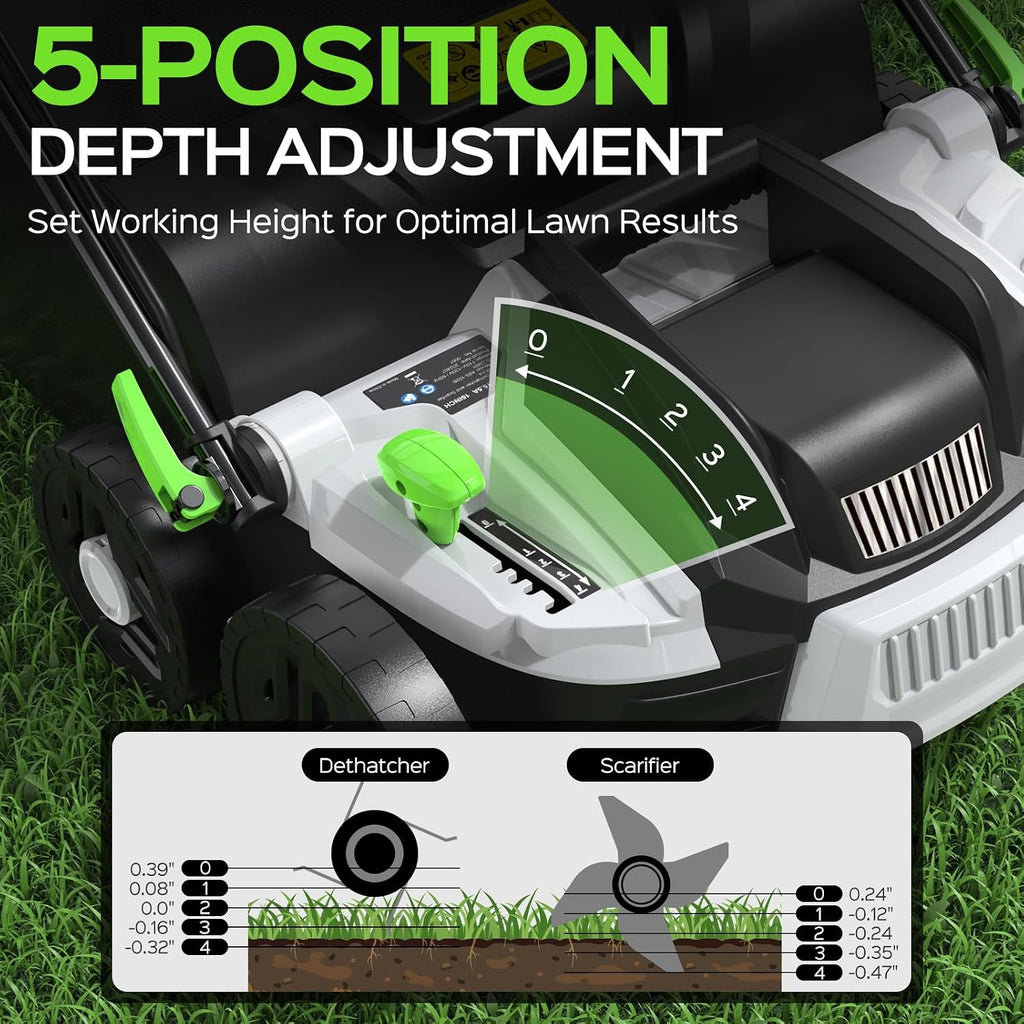 2026 Upgrade 16-Inch 15.5 Amp 2-in-1 Electric Dethatcher and Scarifier with 14.5-Gallon Collection Bag, Lawn