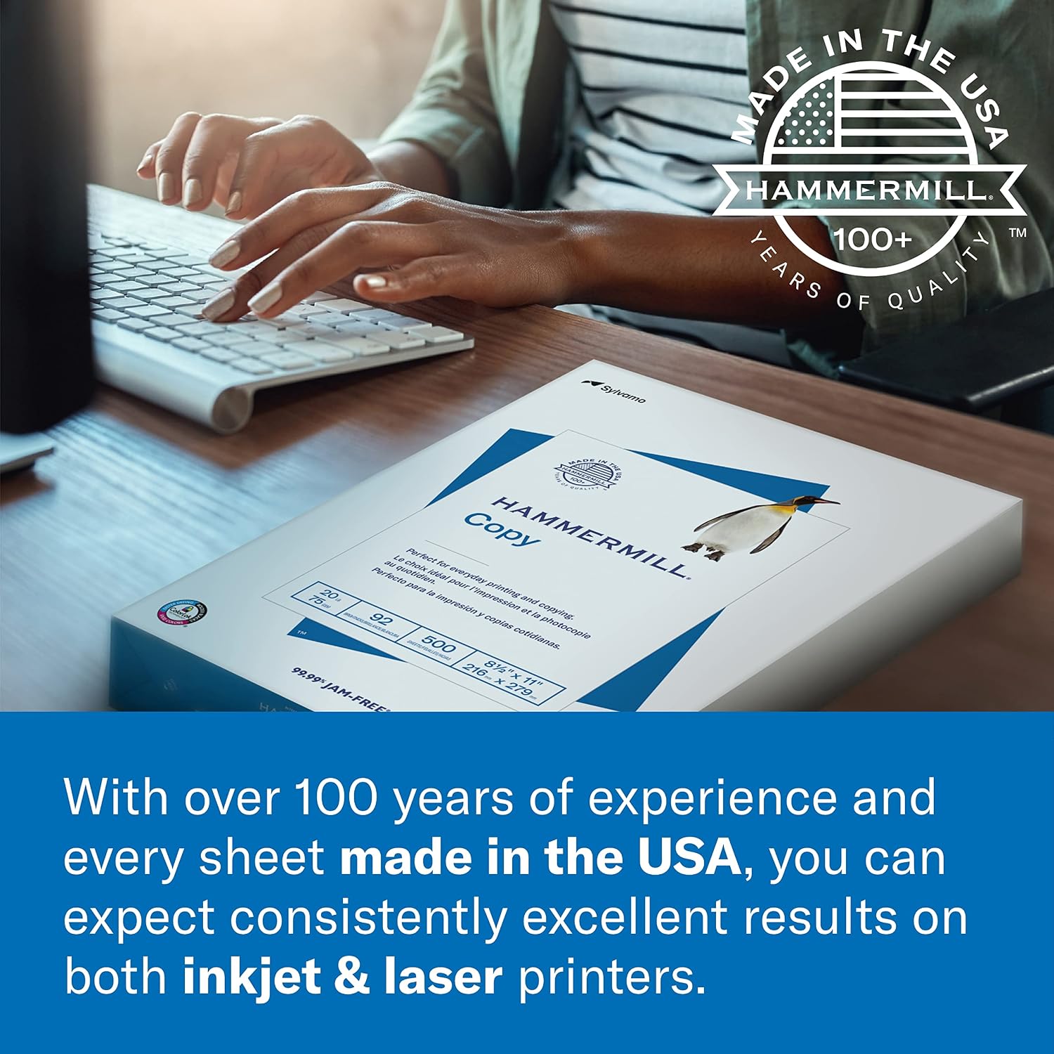 Printer Paper, Premium Color 28 lb Copy Paper, 8.5 x 11-2 Ream (1,000 Sheets) - 100 Bright, Made in the USA