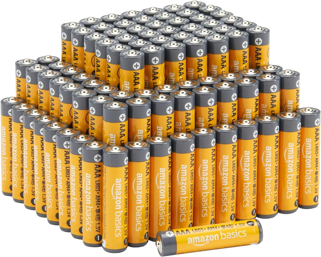 AAA Long-Lasting Alkaline Batteries, 100-Count, 1.5 Volt, 10-Year Shelf Life, Reliable for Multiple Devices