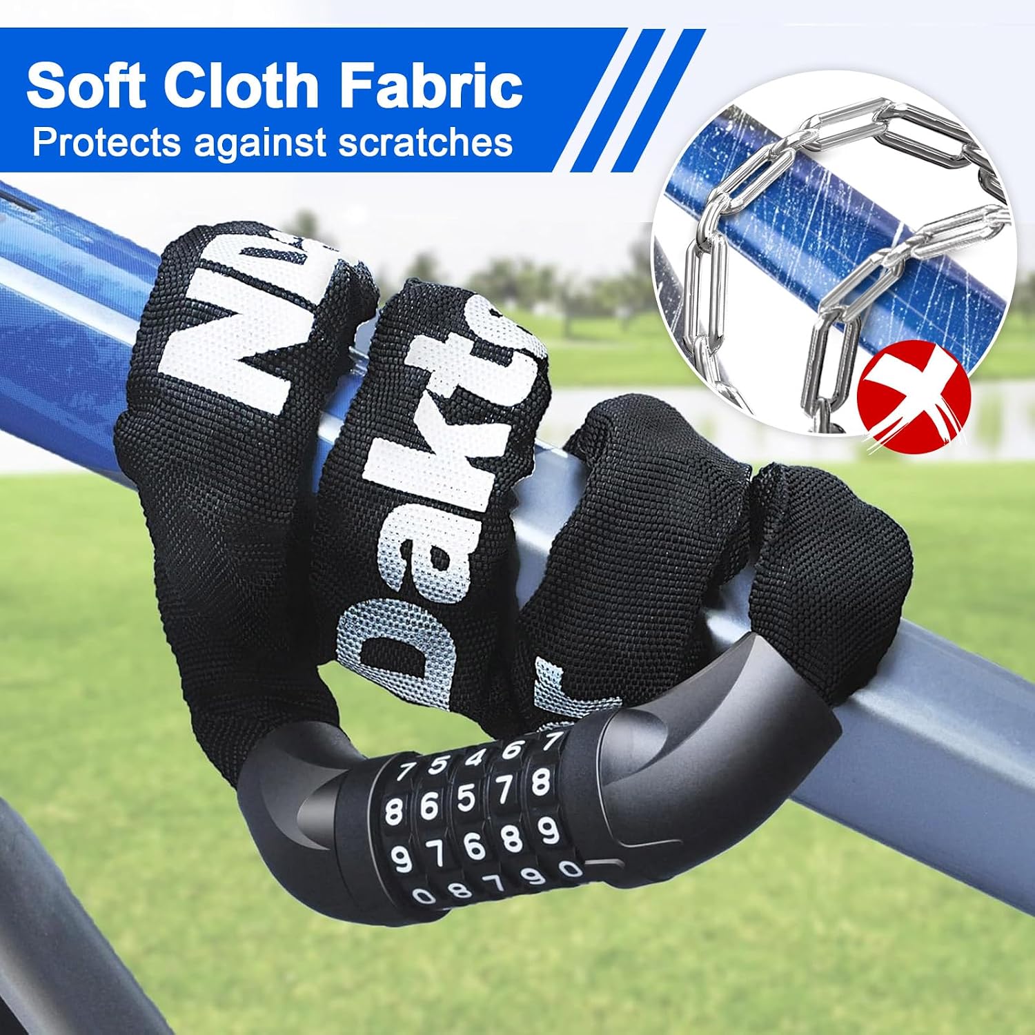 Bike Lock, 5 Digit Combination Heavy Duty Anti Theft Bicycle Chain Lock, 2.62/3.2/4.27/5/6Ft Long, High Security