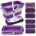 Collapsible Mop and Bucket Set with Sweeper Mop System and Mop Pads