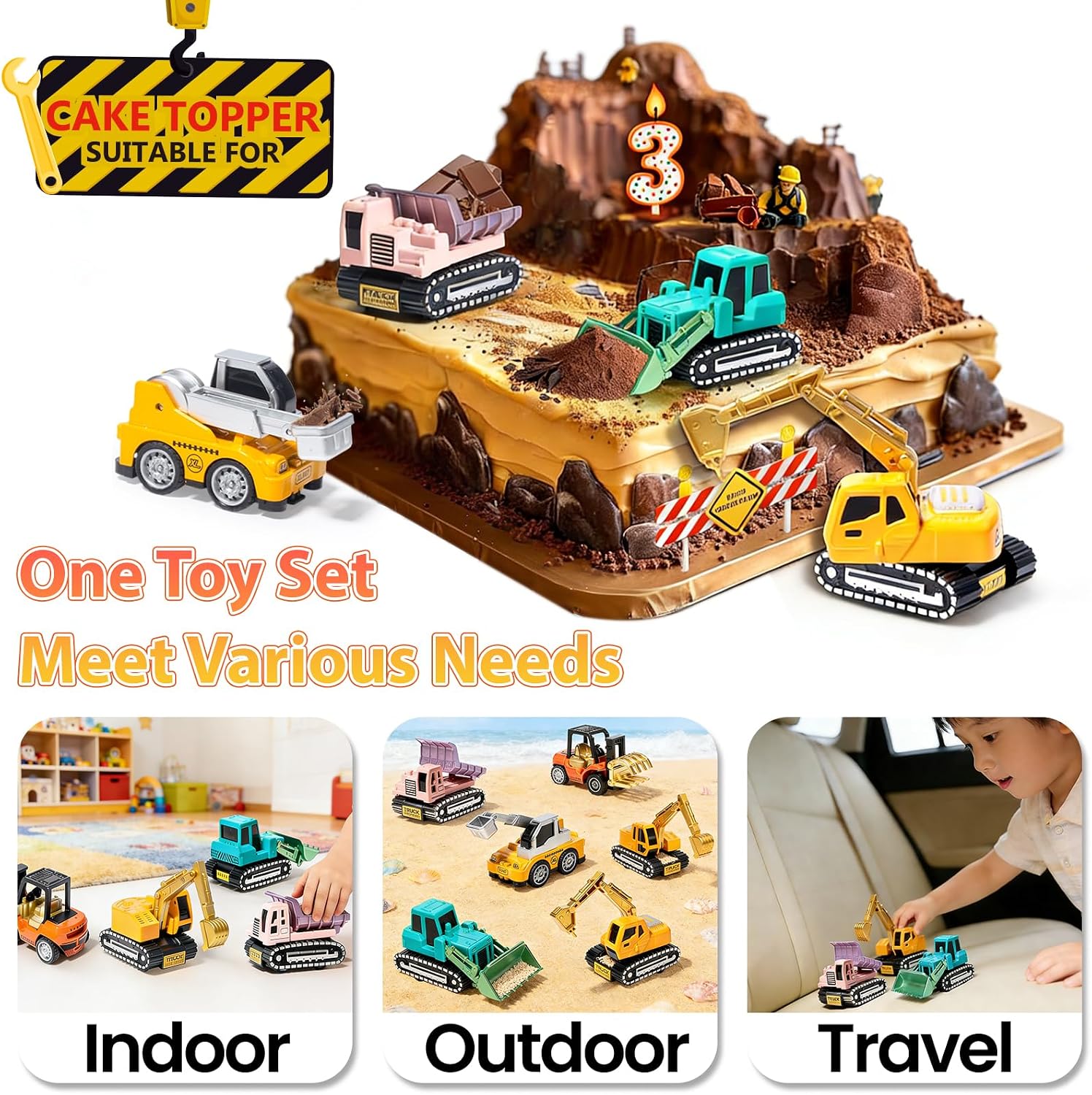Diecast Construction Trucks for Kids,6PCS Toys Construction Vehicles | Excavator Forklift Dump Truck,Pull Back