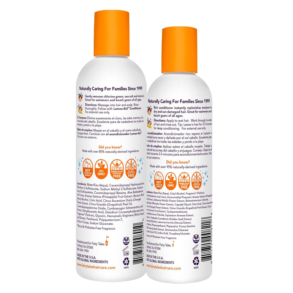 Sun & Swim Shampoo & Conditioner for Kids - Chlorine Removal Swim Shampoo, Removes Green Pool Tones, Sea Salt &