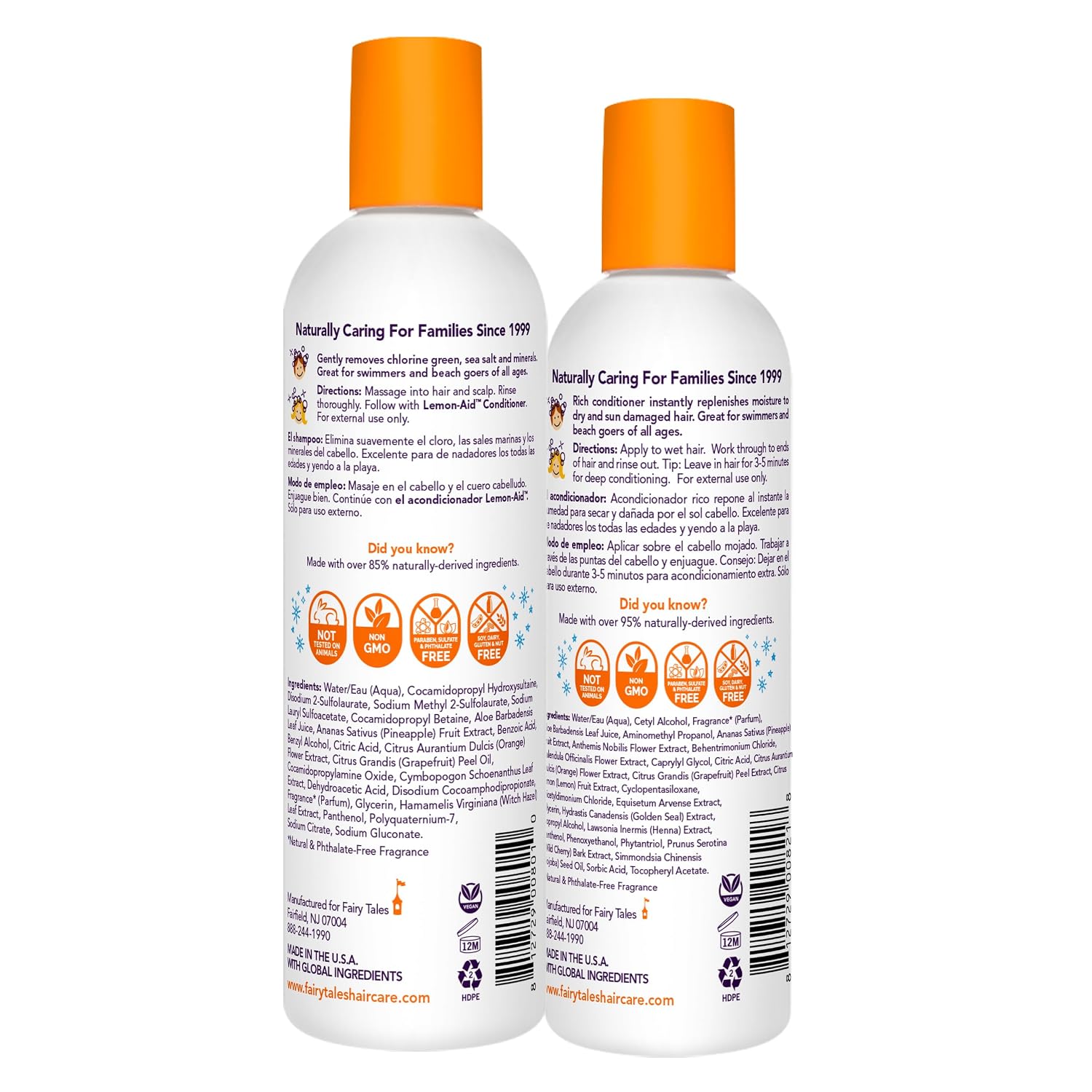 Sun & Swim Shampoo & Conditioner for Kids - Chlorine Removal Swim Shampoo, Removes Green Pool Tones, Sea Salt &