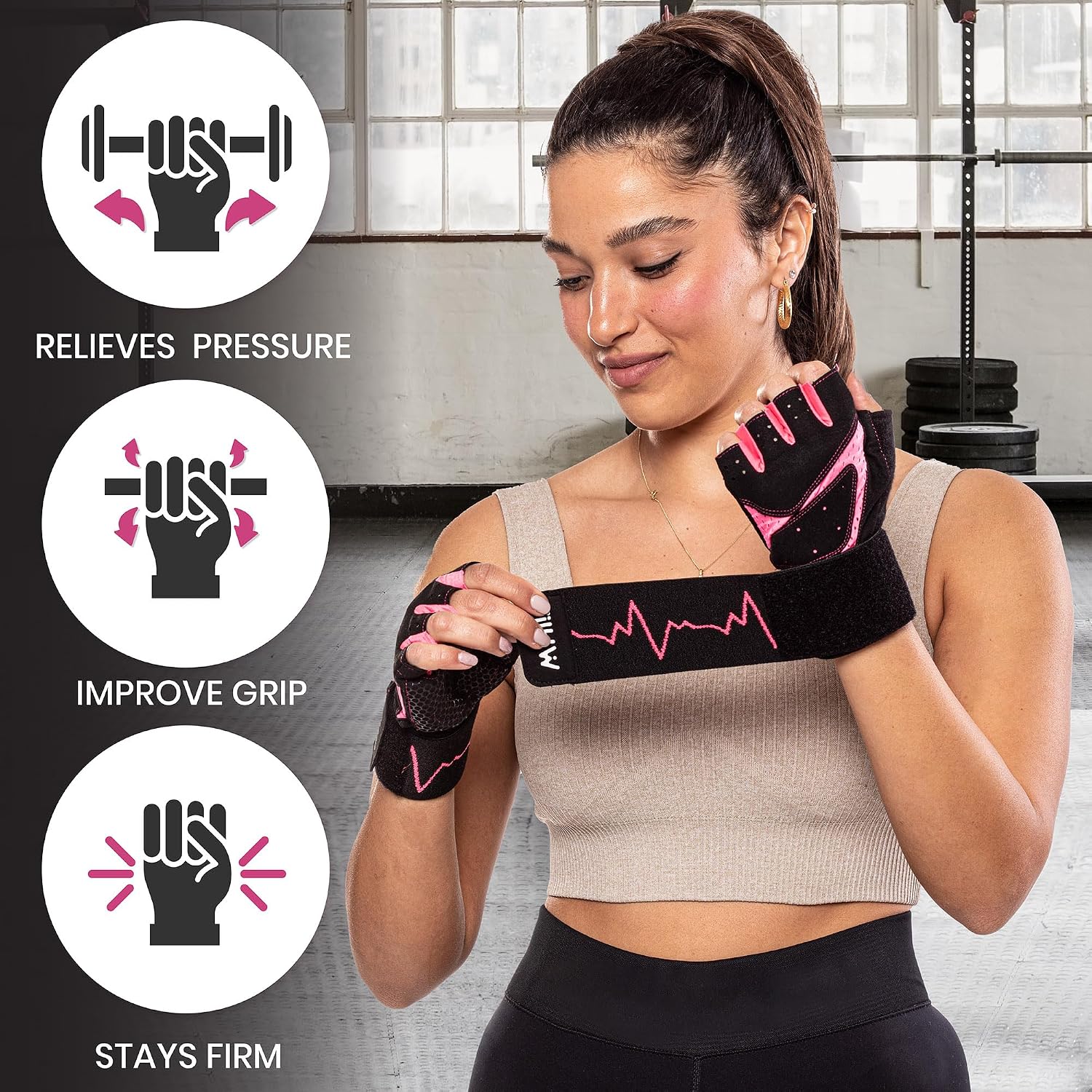 Workout Gloves for Women – Breathable Gym Gloves for Women with Palm Protection and Enhanced Grip – Padded Weight