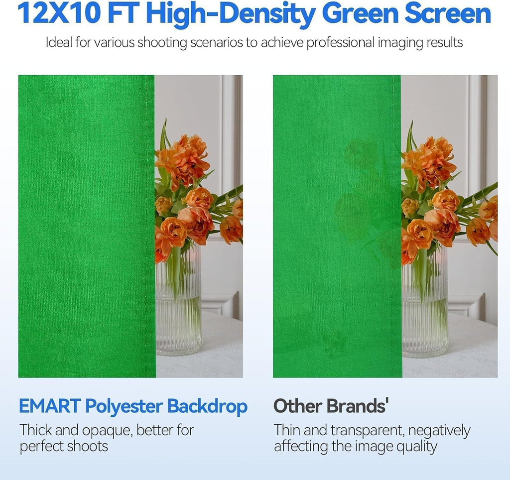 Green Screen Backdrop Kit, 8.5x10FT Stand with 10x12FT Backdrop | Photography Background Support System with 100%