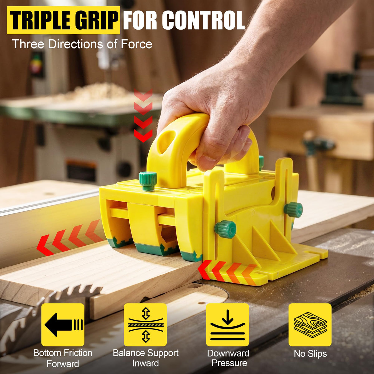 Table Saw Push Block, Anti-Kickback Hand Safety Tool for Woodworking