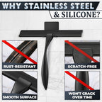 10" Shower Squeegee for Glass Doors & Windows with 2 Hooks, Black