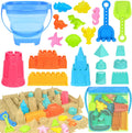 Collapsible Beach Toys for Kids Toddlers, Collapsible Sand Bucket and Shovels Set with Mesh Bag,Travel Sand Castle