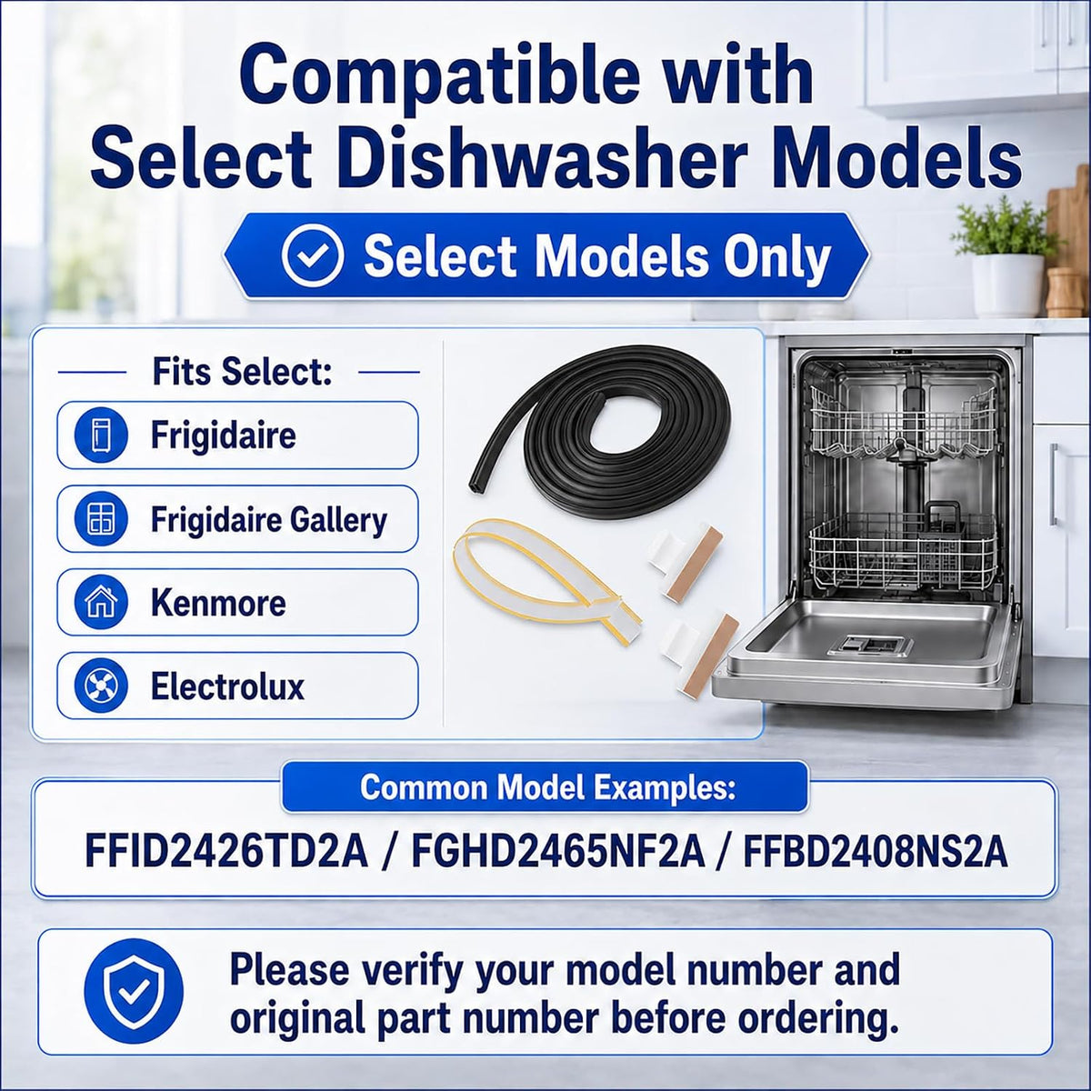 154827601 Dishwasher Door Seal Kit, 809006501, for Frigidaire
