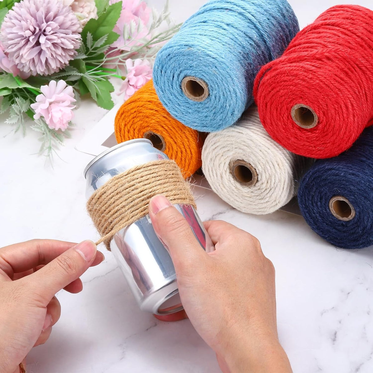Natural Jute Twine String 328ft x 3mm Long Strong Twine Rope for Arts Crafts Ribbon Gift Wrapping Packing Christmas
