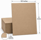 Heavyweight Kraft Chipboard Sheets - Thick 30pt Brown Cardboard Sheets - 100 Pack Chipboard 8.5" x 11" Rigid Chip