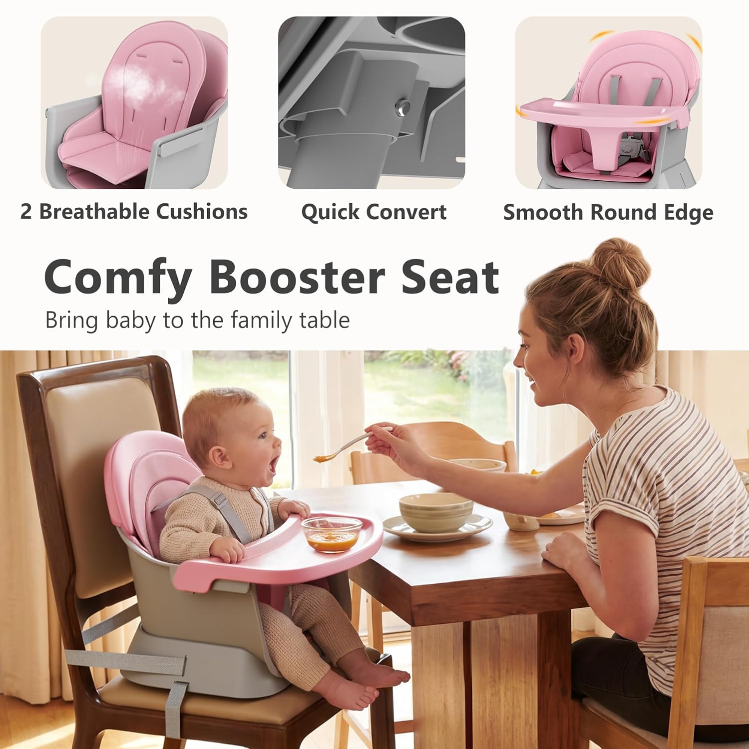 8 in 1 Baby High Chair, Coverts to Dining Booster Seat/Kids Table & Chair Set/Toddler Building Block Table/Kids