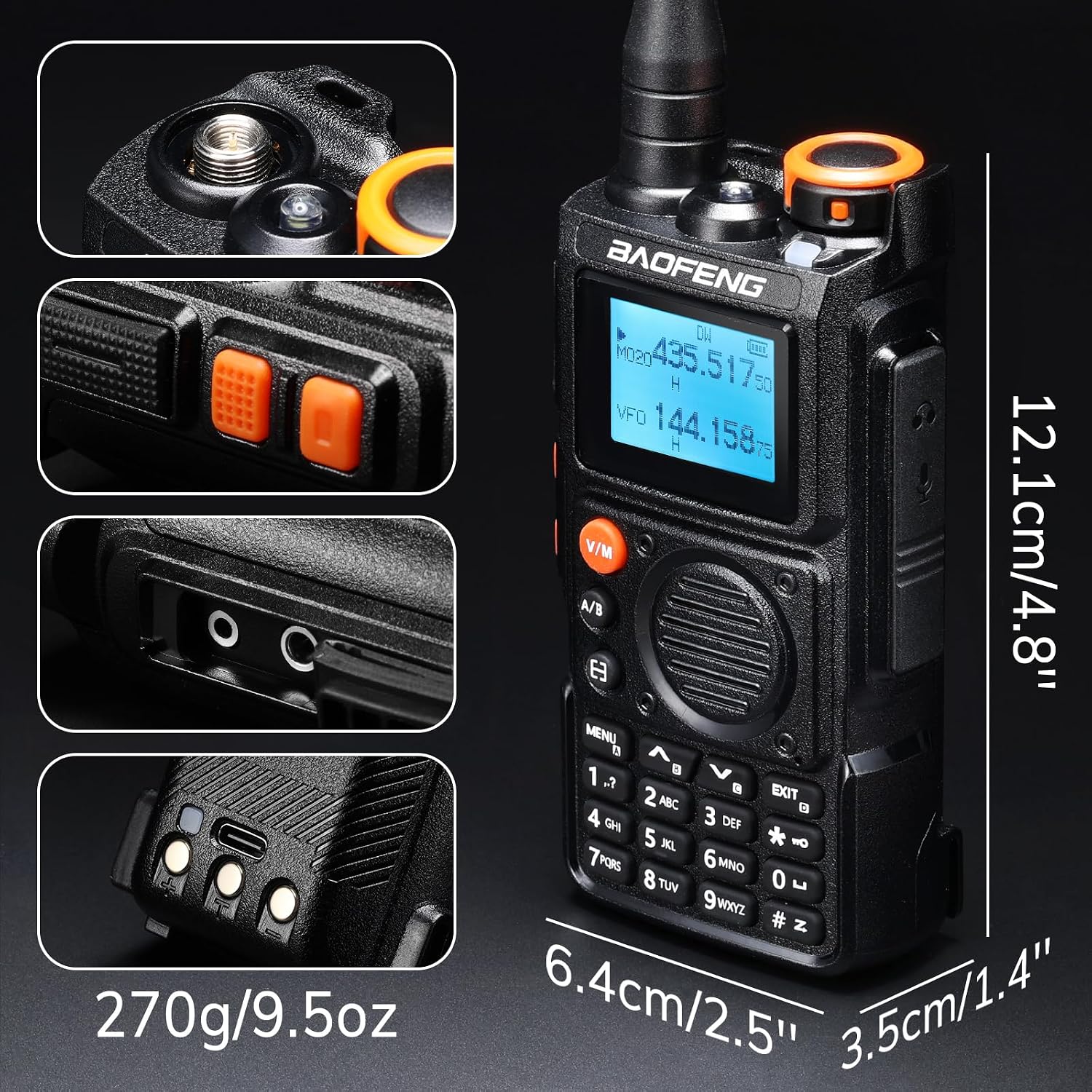 K6 Tri-Band Handheld Ham Radio, Dual 2600mAh Battery Radio | UHF/VHF/1.25M/NOAA/FM/Air Receiver, 999CH, Earpiece