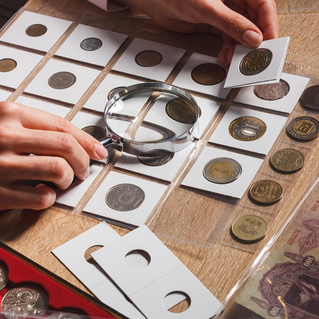 200 Pack Upgraded Mylar Coin Flips 2x2 for Cents, Non PVC | Premium Cardboard Coin Holder, Paper Coin Holders