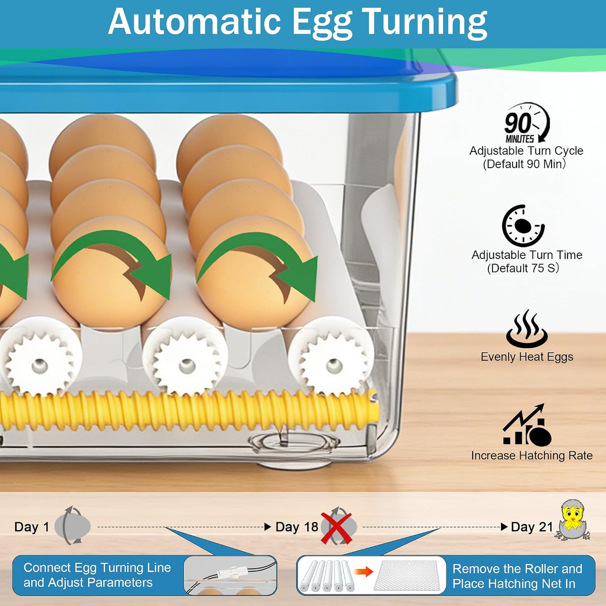 16 Eggs Incubators for Hatching Eggs, Egg Incubator with Automatic Egg Turning, Chicken Egg Incubator with Humidity