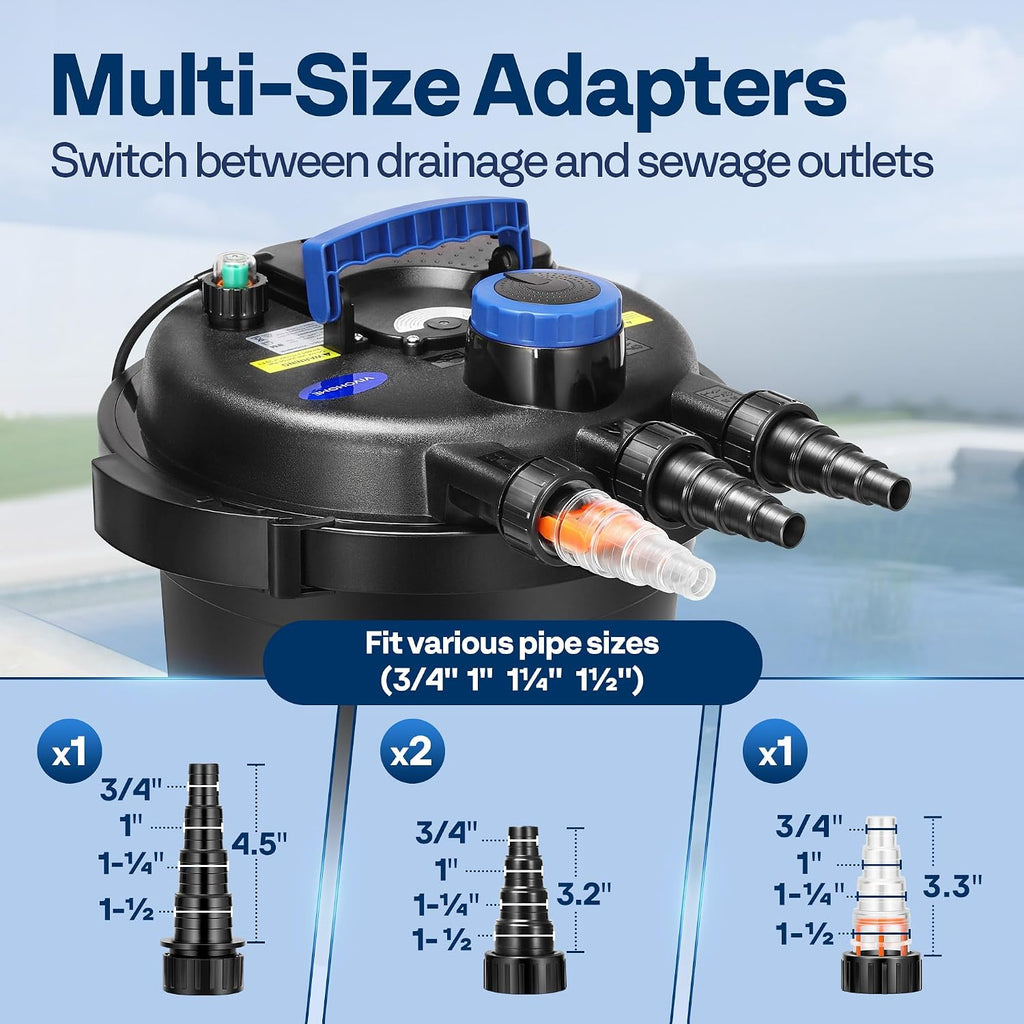 2630GPH Bio Pressure Pond Filter with 13W Light for Various Ponds