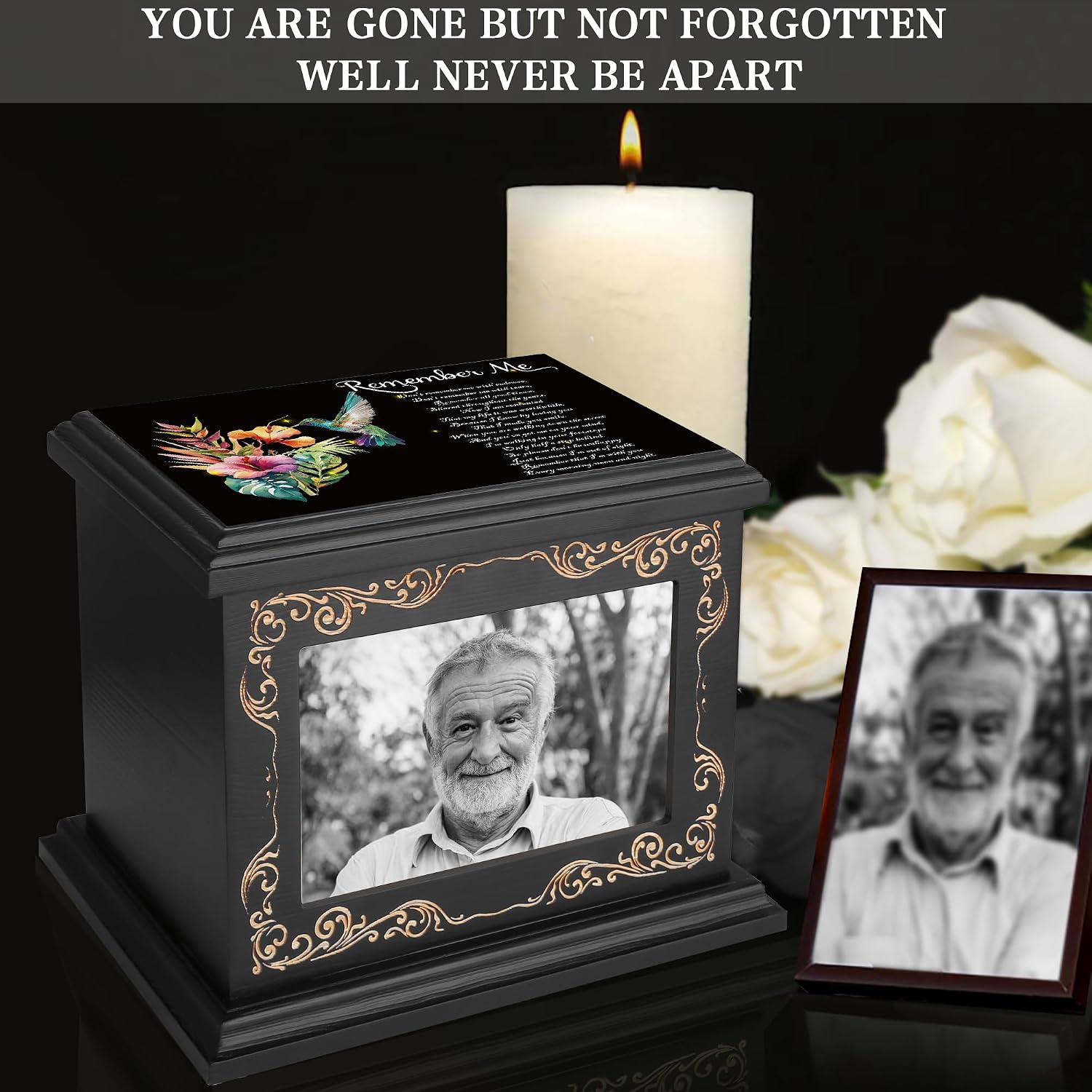 Cremation Urns for Human Ashes Adult Up to 200 IBS with Photo Frame