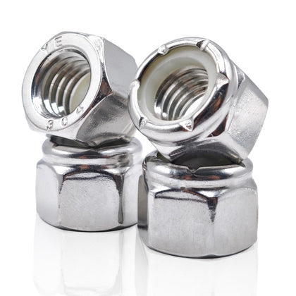 #10-32 Nylon Insert Lock Nuts 30pcs SAE 304 Stainless Steel Nylon Locknuts Hex Lock Nuts Reusable Anti-Loose