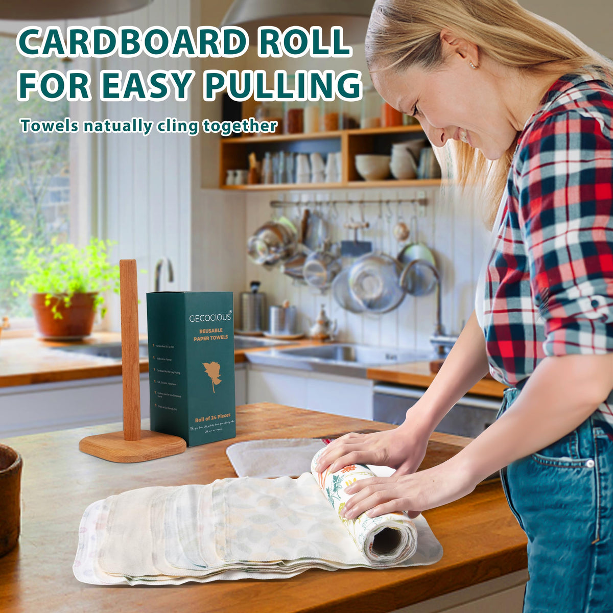 Reusable Paper Towels Washable Roll 24 Paperless Cotton Cloth