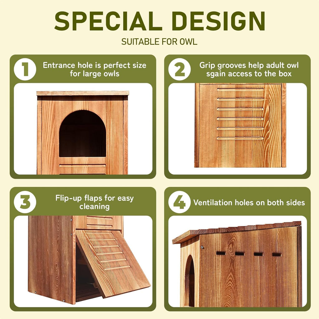 Barred Owl House, 25" Extra Large Owl Bird Box Handmade