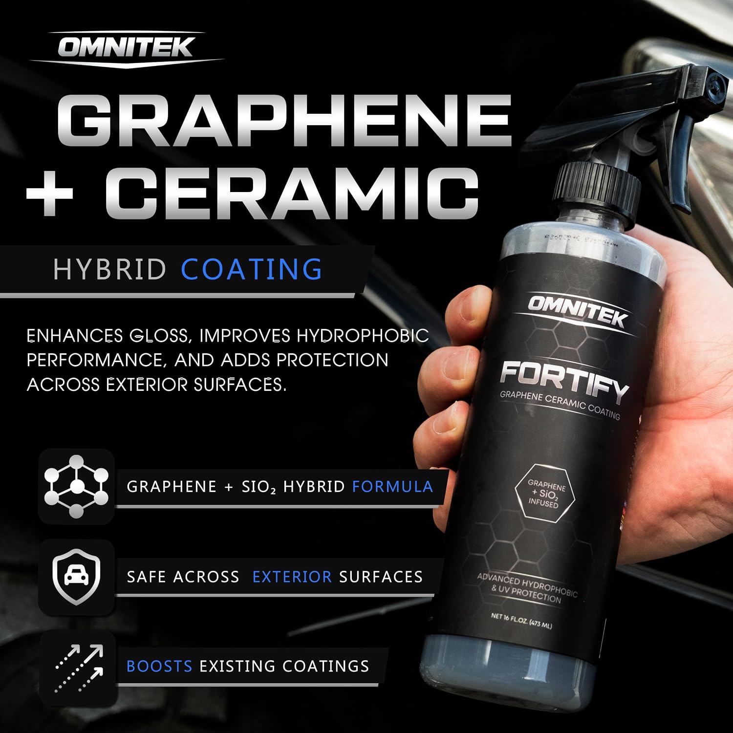 Graphene Ceramic Coating - Ceramic Spray Coating for Cars - Hydrophobic Protection Repels Water - Enhances Gloss and