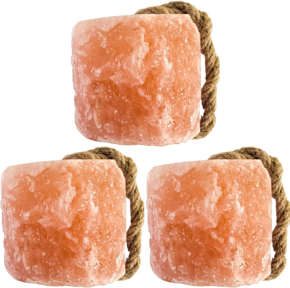 Himalayan Salt Lick On Rope 3.5-4 lb Each (Pack of 3) for Horses, Deer, Goats & Livestock | Natural, Mineral-Rich