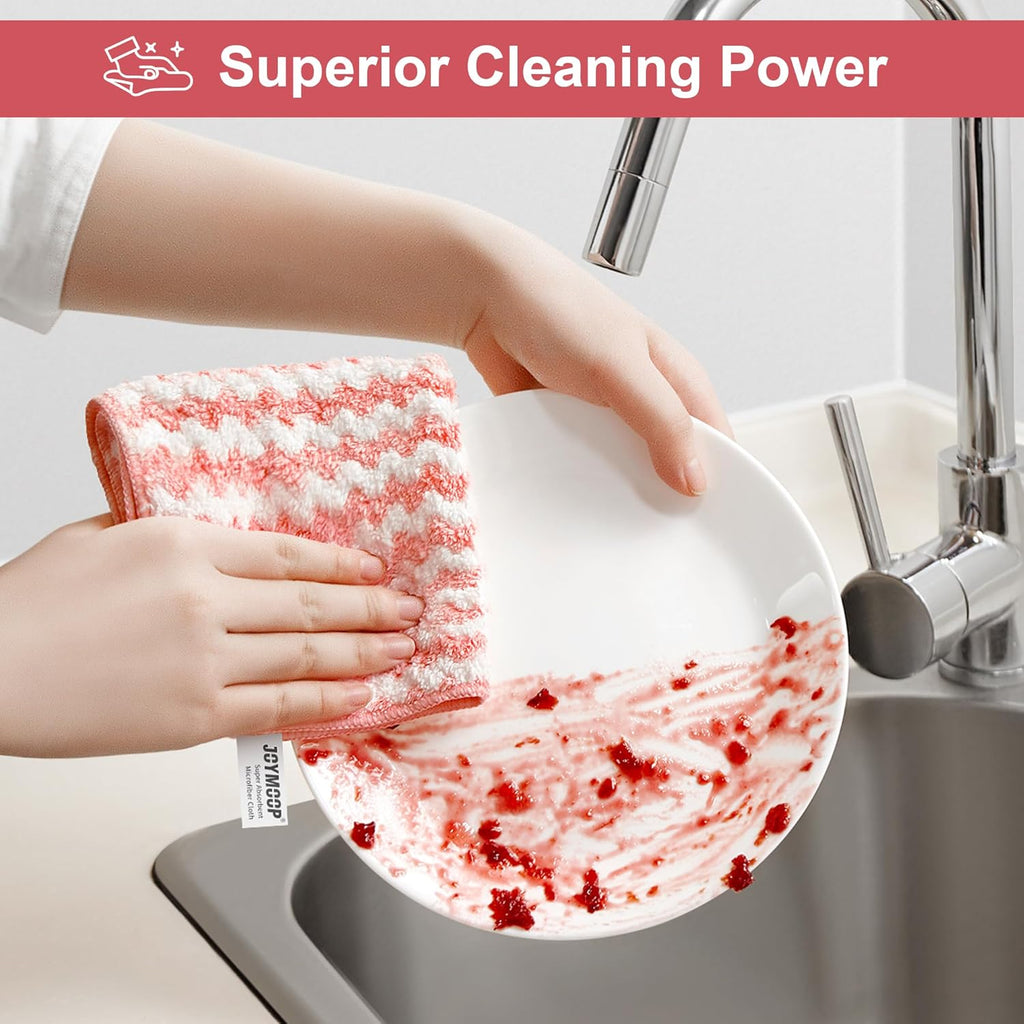 18 Pack Microfiber Cleaning Cloth, Kitchen Towels for Dish Drying Washing, Absorbent Streak Free Lint Free Rags for