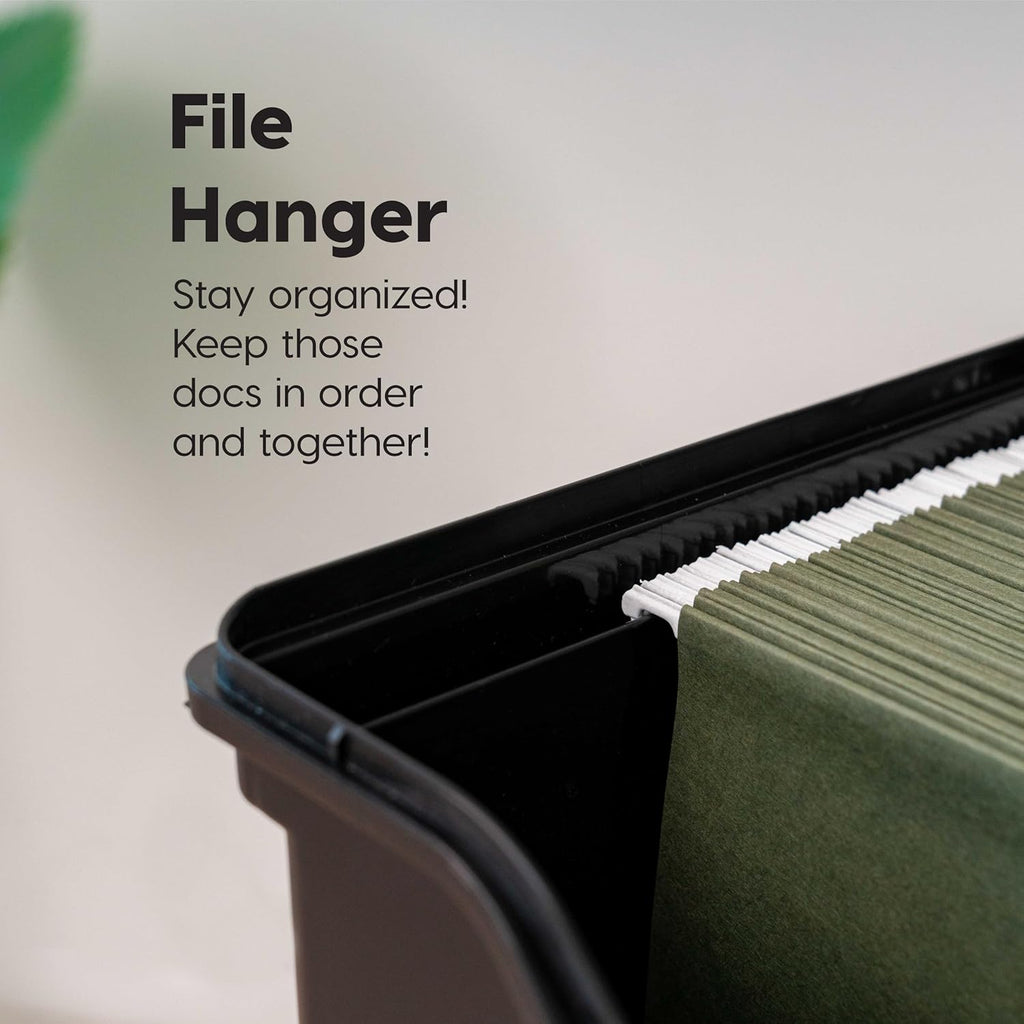 File Box with Lid File Organizer for Letter File w/Organizer-Lid, Plastic Mobile Filing Organizer, Water Resistant
