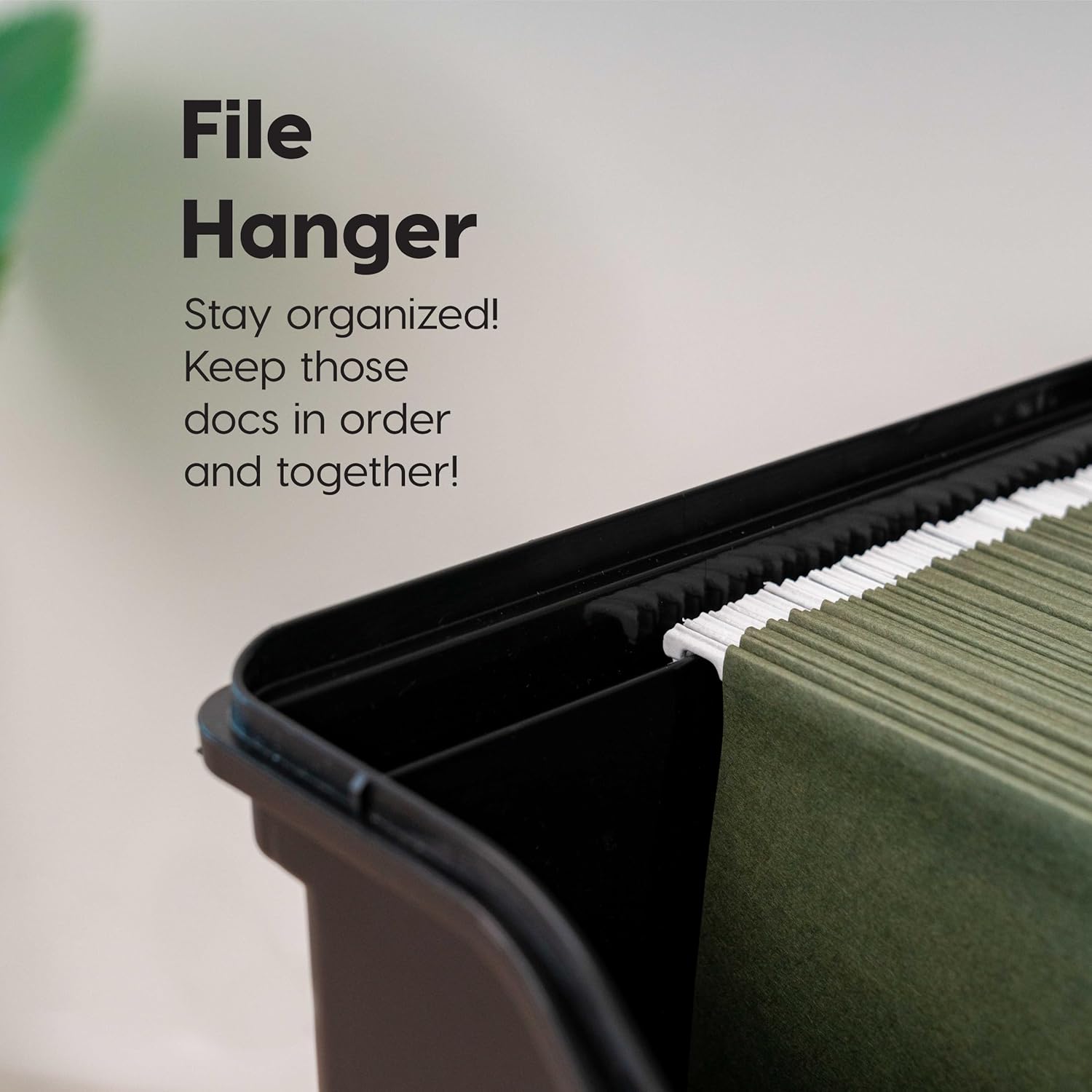 File Box with Lid File Organizer for Letter File w/Organizer-Lid, Plastic Mobile Filing Organizer, Water Resistant