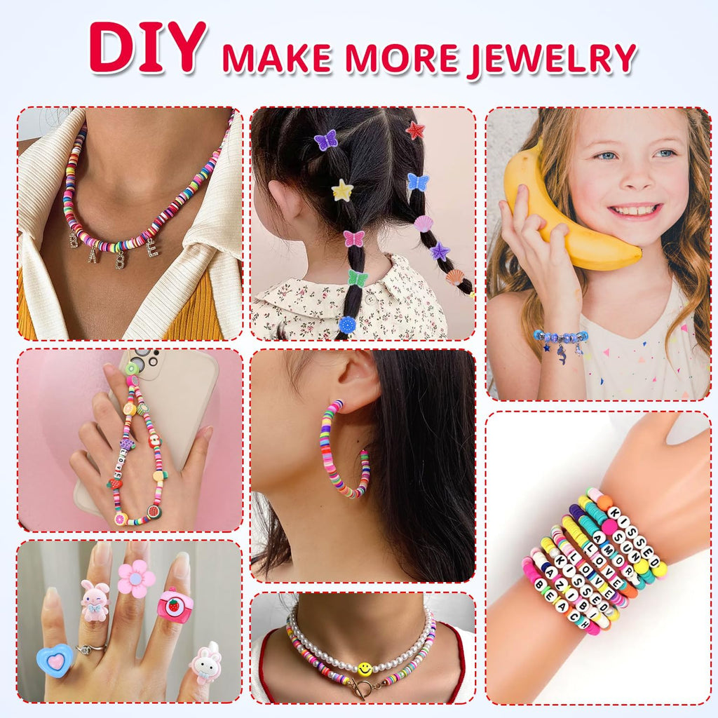 3200 Pieces Girls Toys Bracelet Making Kit, Unicorn/Mermaid Clay Beads Jewelry Activity Kit, DIY Crafts Birthday
