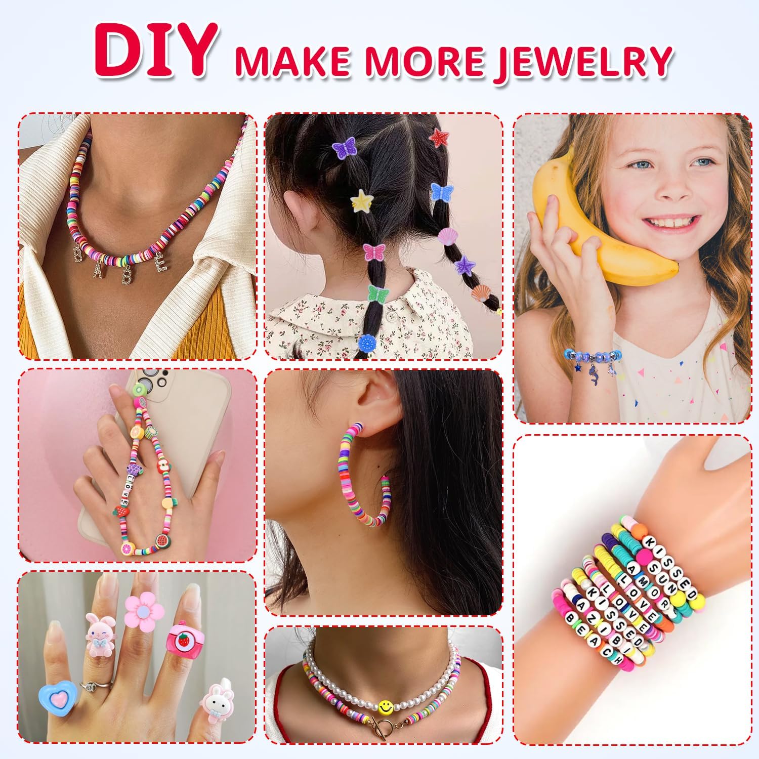 3200 Pieces Girls Toys Bracelet Making Kit, Unicorn/Mermaid Clay Beads Jewelry Activity Kit, DIY Crafts Birthday