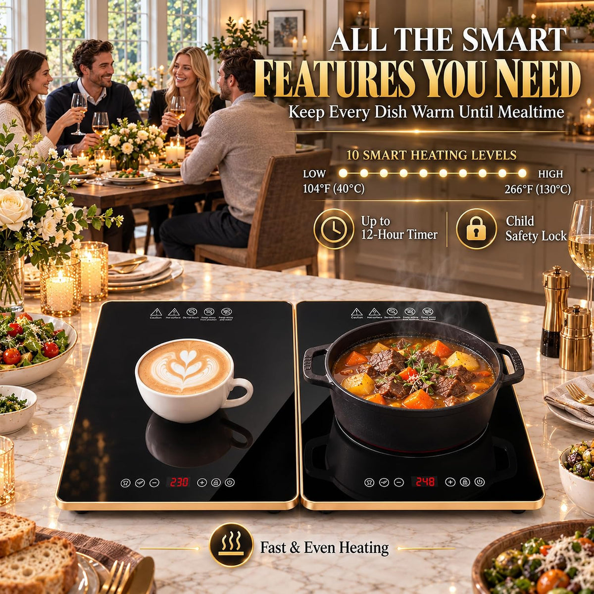 Warming Trays for Buffets Party Extra Large 51"x15", Warming Mat for Food