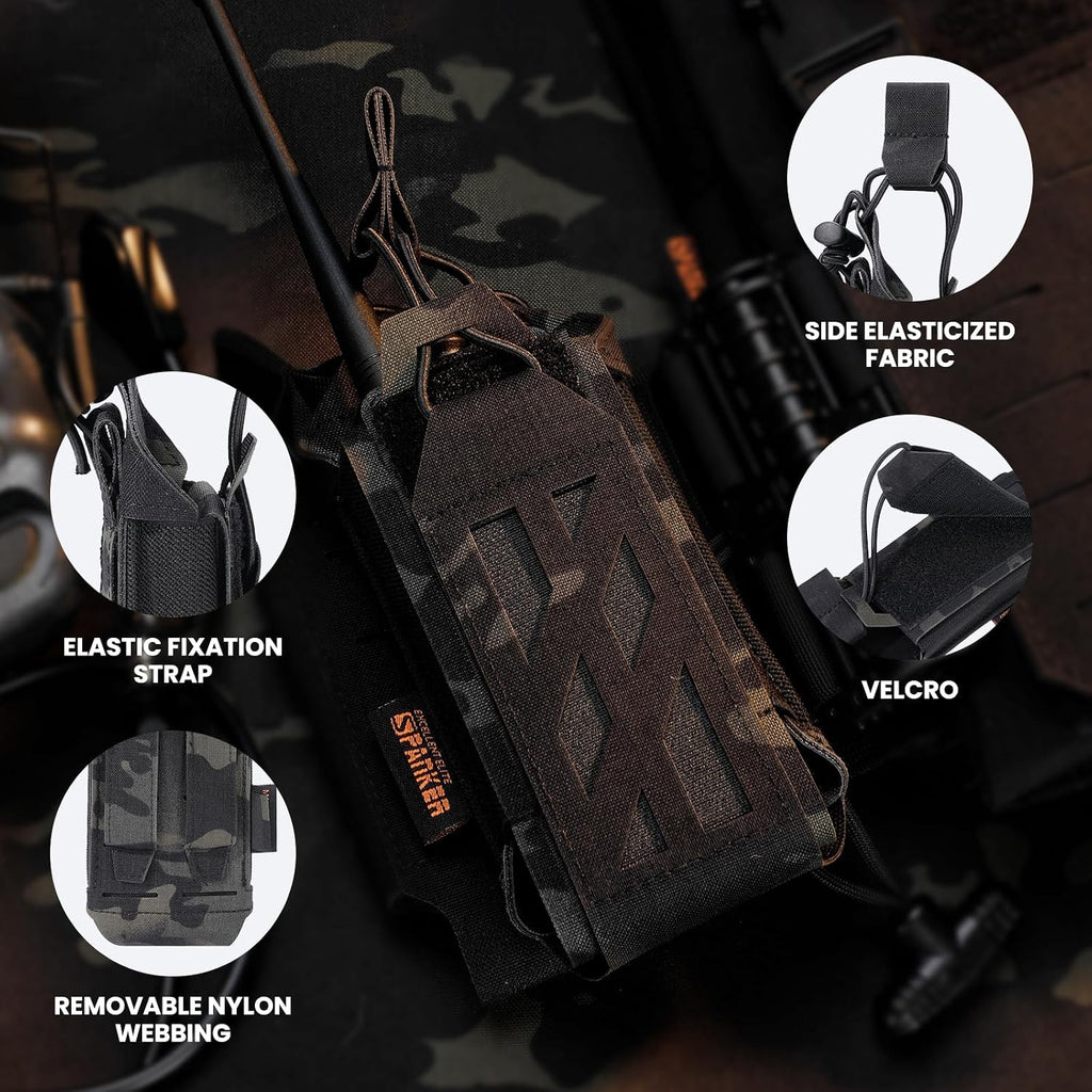 Tactical Universal Radio Holster Holder Adjustable | Molle Radio Pouch for Duty Belt、Vest ,Two Ways Walkie Talkie Holder