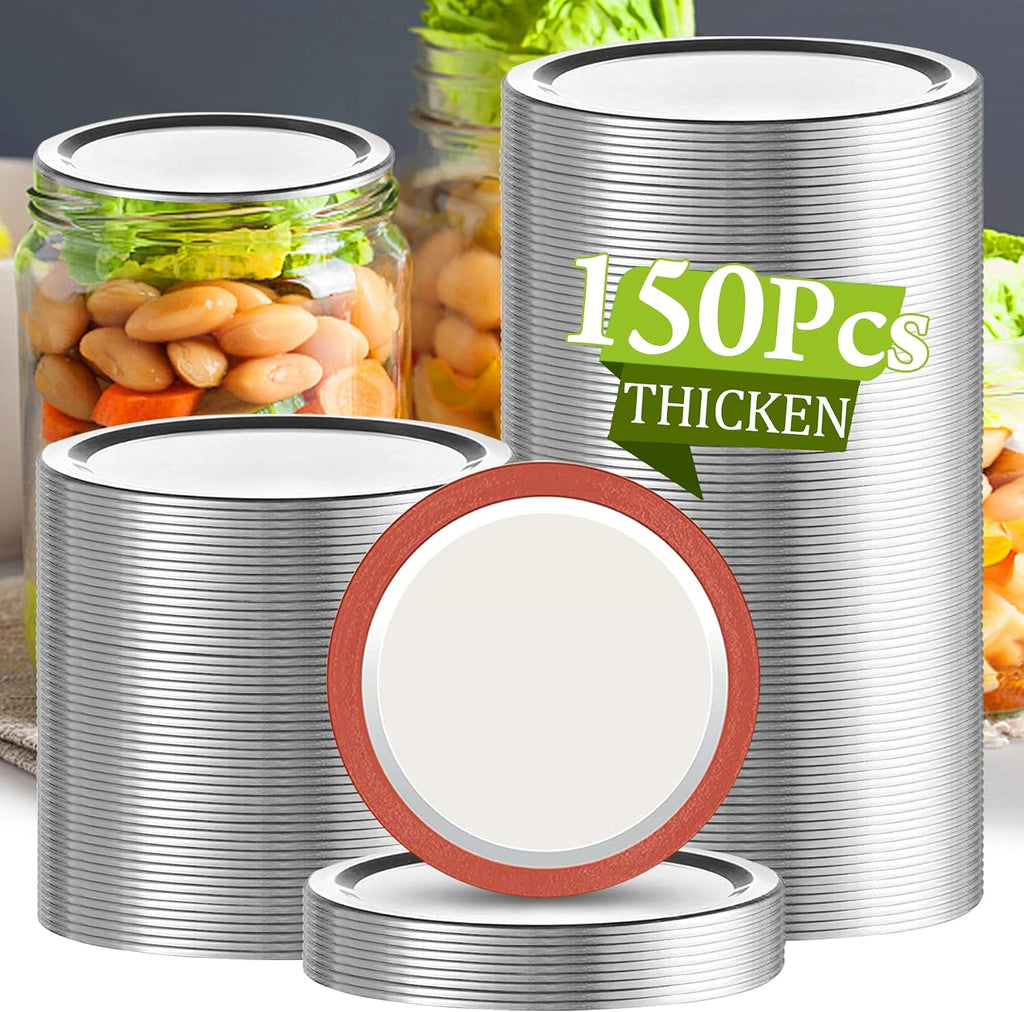 150 Pcs Wide Mouth Canning Lids, 86MM Airtight Split-Type Mason Jar Lids, Leakproof Bulk Wide Mouth Canning Jar Lids