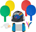 Plastic Portable Ping Pong Paddles Set of 4 Table Tennis Paddles with Retractable Ping Pong Net - 2 Ping Pong Balls