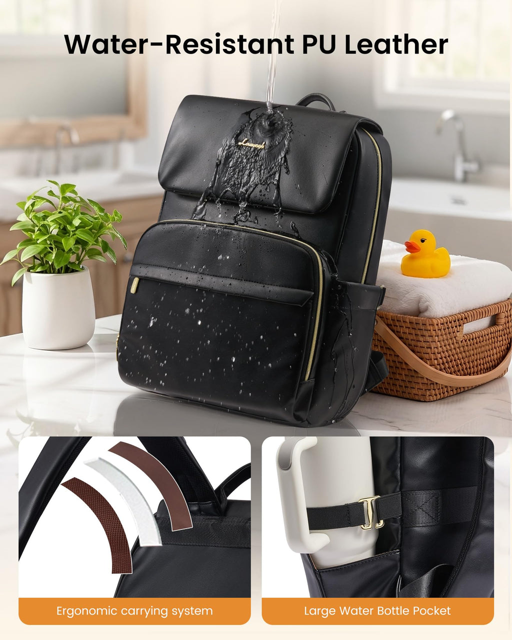 Leather Diaper Bag Backpack for Women