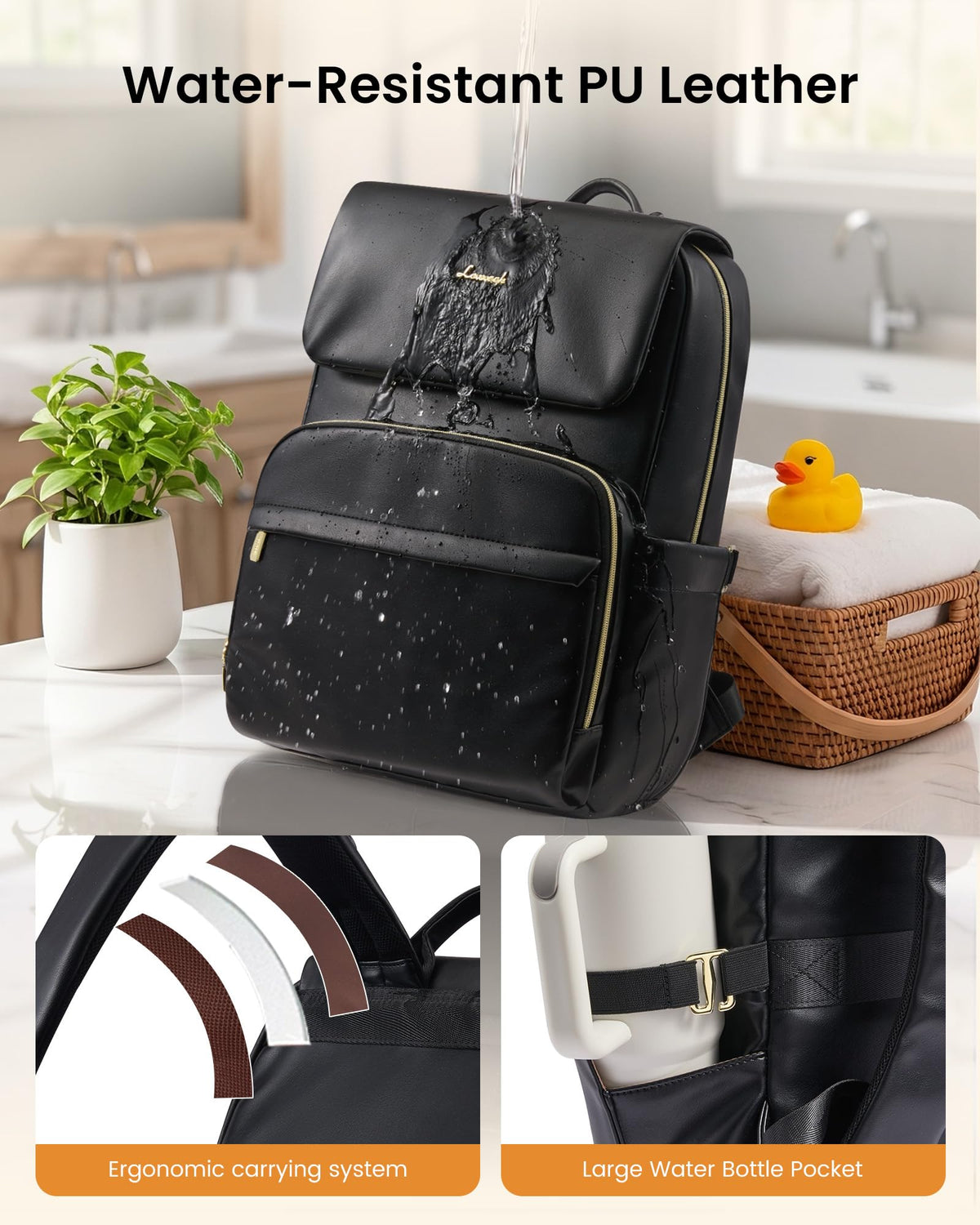 Leather Diaper Bag Backpack for Women